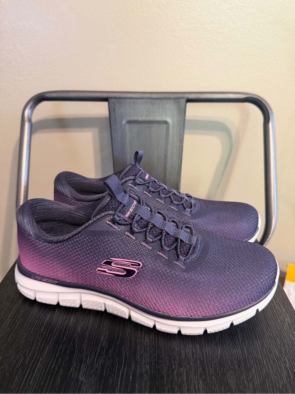 Skechers Women's Gradient Slip-On Athletic Sneakers in Purple and Pink 6.5